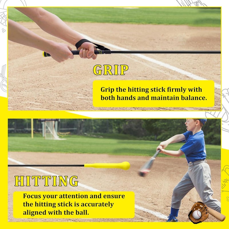 DEHAI Baseball Hitting Stick,Batting Practice Equipment for Baseball and Softball,Extended Handlebar with Grip Strap,Ideal One-on-One Baseball Training Equipment - Image 3